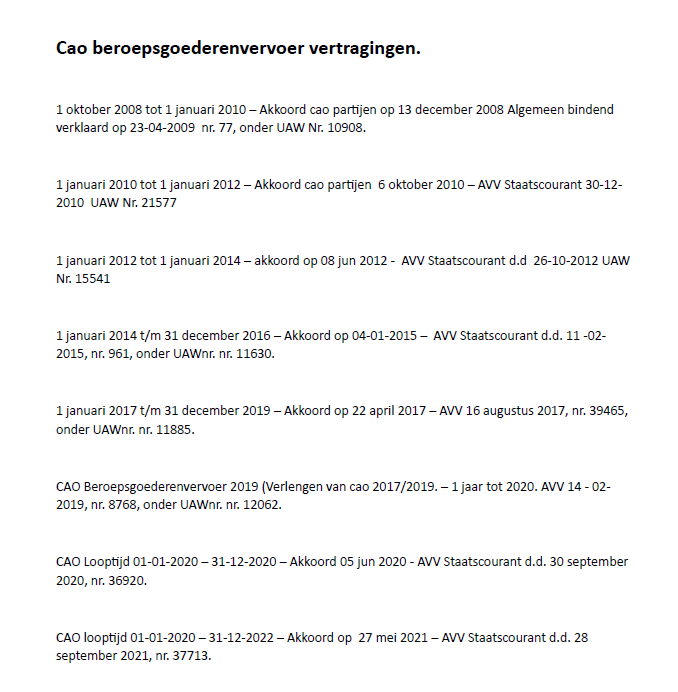 vertragingen cao